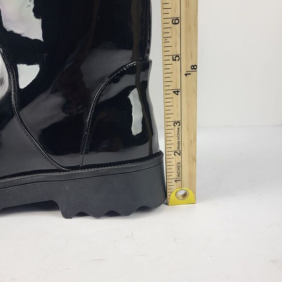 Aerosoles Slalom Knee High Boots Pull on Lug Sole Black Wet look 7M - Picture 4 of 13